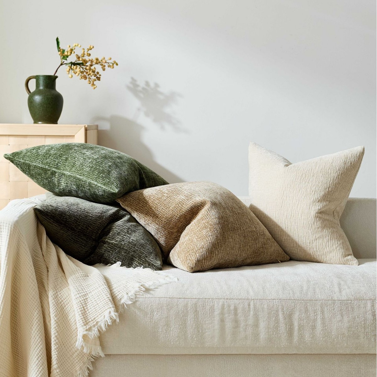 Textured Throw Natural - Текстурированный плиссированный чехол для декоративной подушки